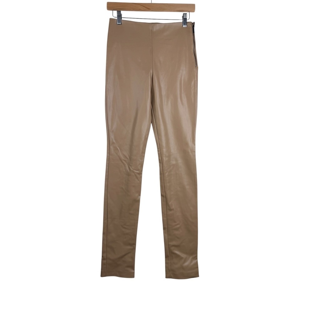 New Zara‎ High Rise Faux Leather Pants size Small Tan